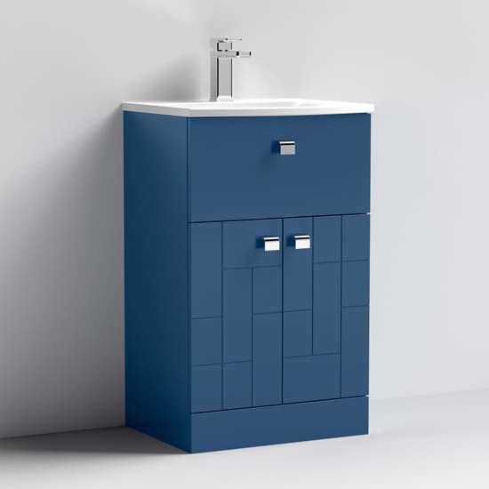 Bloke 50cm 1 Drawer Vanity With Curved Basin In Satin Blue_1