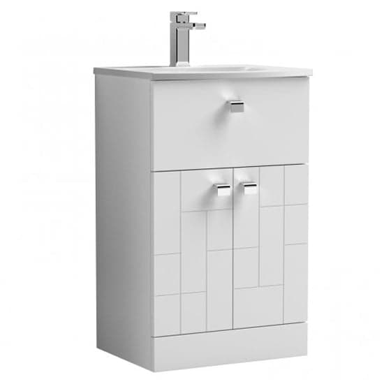 Bloke 50cm 1 Drawer Vanity With Curved Basin In Satin White_2