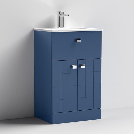 Bloke 50cm 1 Drawer Vanity With Minimalist Basin In Satin Blue_1