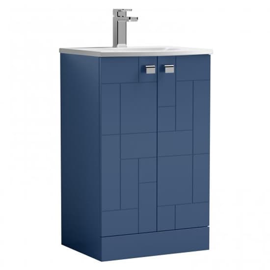 Bloke 50cm 2 Doors Vanity With Curved Basin In Satin Blue_2