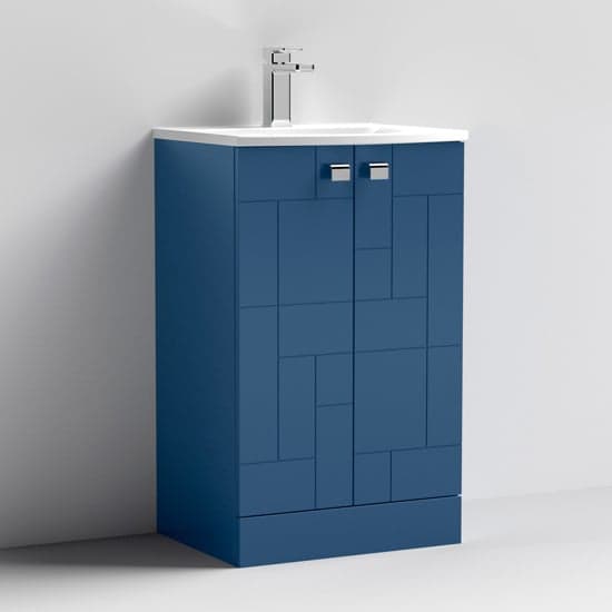 Bloke 50cm 2 Doors Vanity With Curved Basin In Satin Blue_1