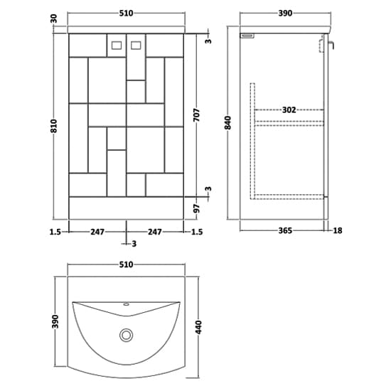Bloke 50cm 2 Doors Vanity With Curved Basin In Satin Grey_4