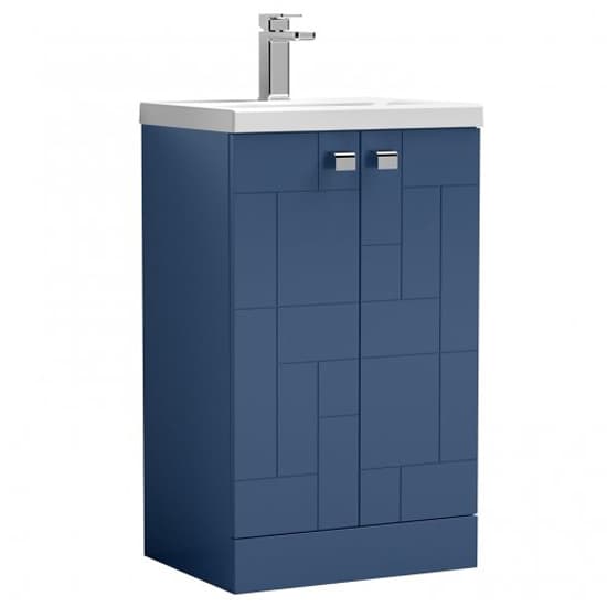 Bloke 50cm 2 Doors Vanity With Mid Edged Basin In Satin Blue_2