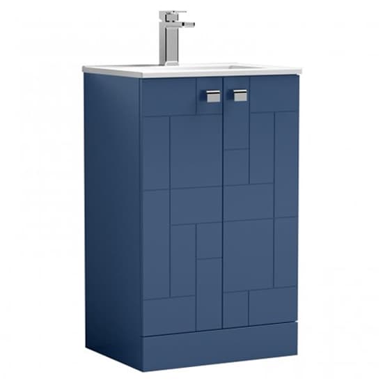 Bloke 50cm 2 Doors Vanity With Minimalist Basin In Satin Blue_2