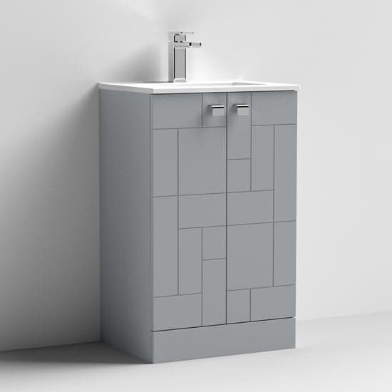 Bloke 50cm 2 Doors Vanity With Minimalist Basin In Satin Grey_1