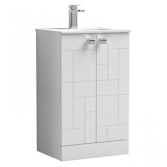 Bloke 50cm 2 Doors Vanity With Minimalist Basin In Satin White_2