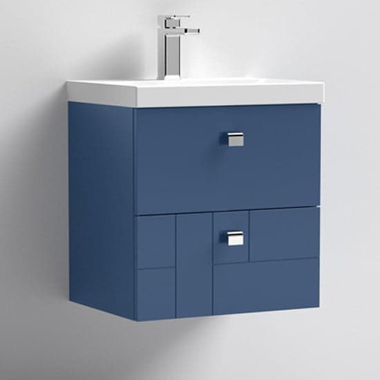 Bloke 50cm Wall Vanity With Thin Edged Basin In Satin Blue_1