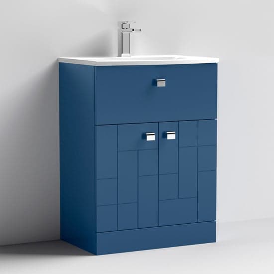 Bloke 60cm 1 Drawer Vanity With Curved Basin In Satin Blue_1