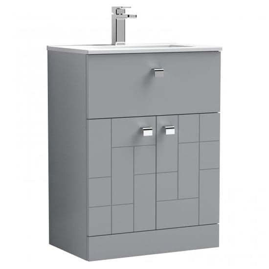 Bloke 60cm 1 Drawer Vanity With Minimalist Basin In Satin Grey_2