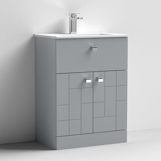 Bloke 60cm 1 Drawer Vanity With Minimalist Basin In Satin Grey_1