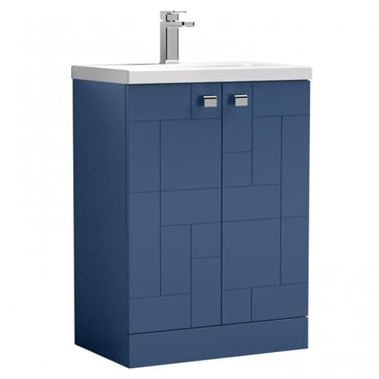 Bloke 60cm 2 Doors Vanity With Mid Edged Basin In Satin Blue_2