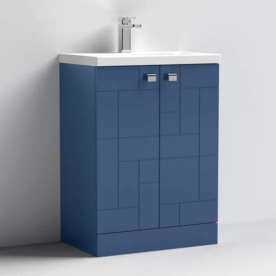 Bloke 60cm 2 Doors Vanity With Mid Edged Basin In Satin Blue_1