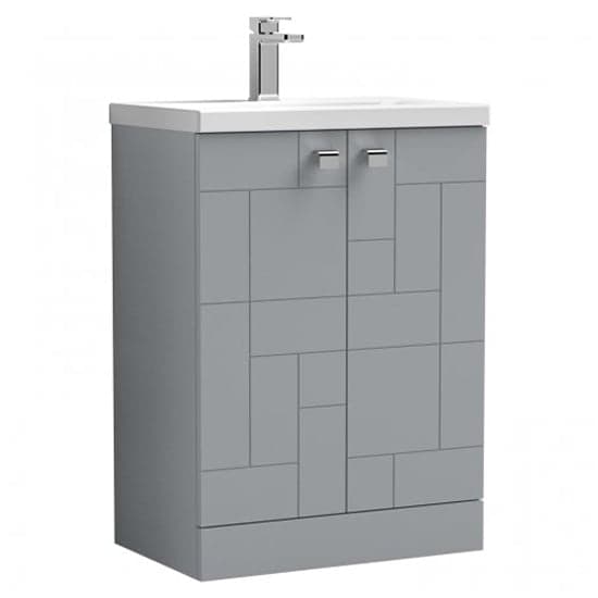 Bloke 60cm 2 Doors Vanity With Mid Edged Basin In Satin Grey_2
