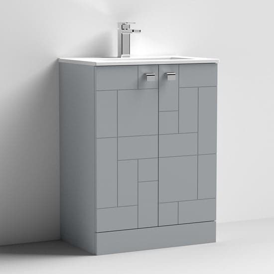 Bloke 60cm 2 Doors Vanity With Minimalist Basin In Satin Grey_1