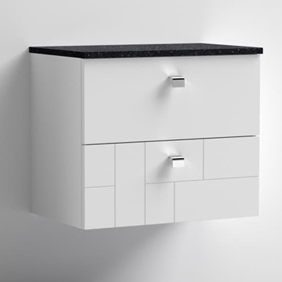 Bloke 60cm Wall Hung Vanity With Black Worktop In Satin White_1
