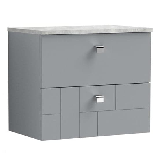 Bloke 60cm Wall Hung Vanity With Grey Worktop In Satin Grey_2