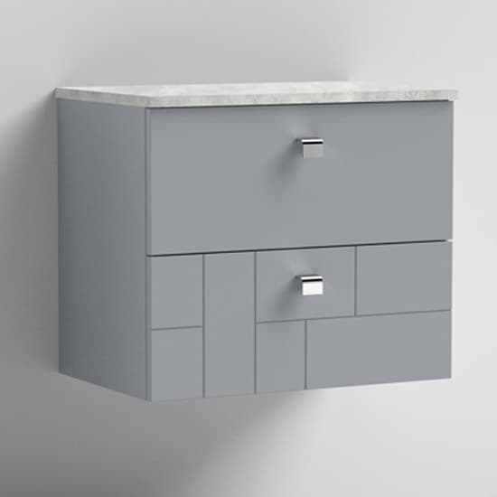 Bloke 60cm Wall Hung Vanity With Grey Worktop In Satin Grey_1