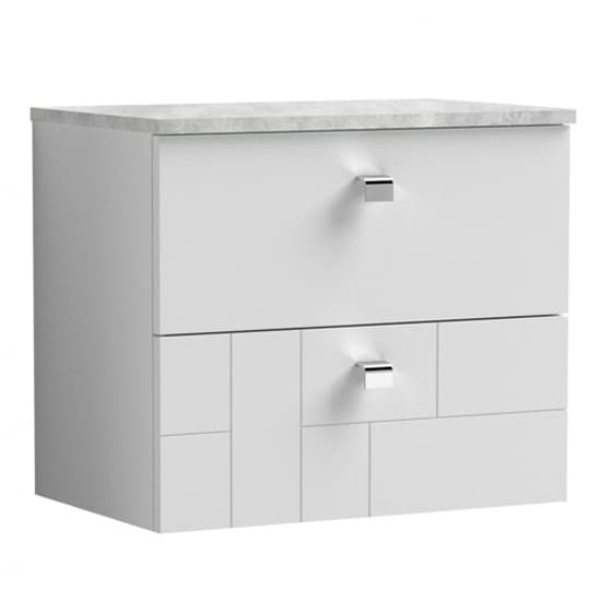 Bloke 60cm Wall Hung Vanity With Grey Worktop In Satin White_2