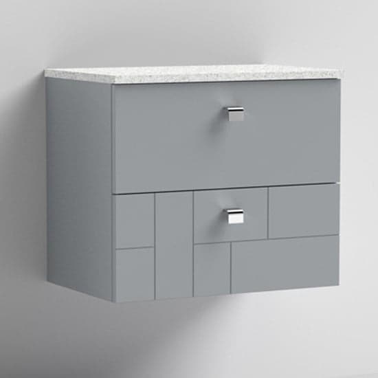 Bloke 60cm Wall Hung Vanity With White Worktop In Satin Grey_1