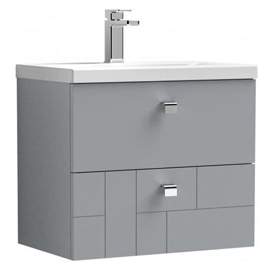 Bloke 60cm Wall Vanity With Mid Edged Basin In Satin Grey_2