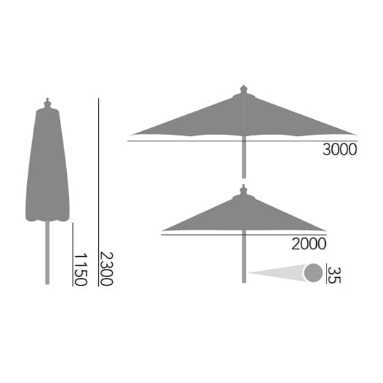 Blount Rectangular 3000mm Fabric Parasol With Pulley In Ecru_2