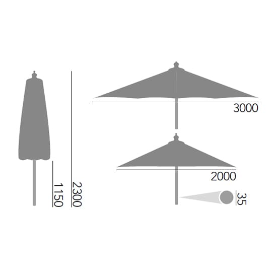 Blount Rectangular 3000mm Fabric Parasol With Pulley In Green_2