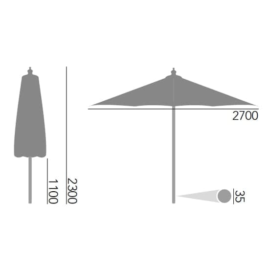 Blount Round 2700mm Fabric Parasol With Pulley In Ecru_2