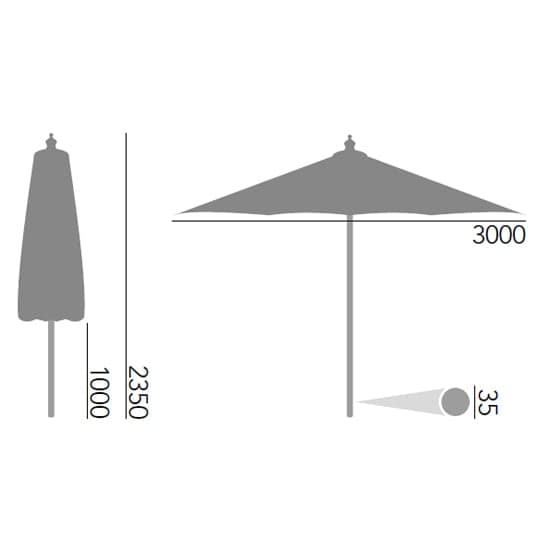 Blount Round 3000mm Fabric Parasol With Pulley In Ecru_2
