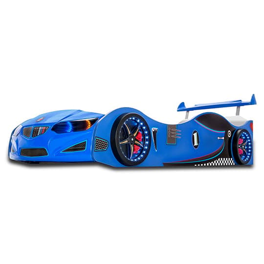 BMW GTI Childrens Car Bed In Blue With Spoiler And LED_2