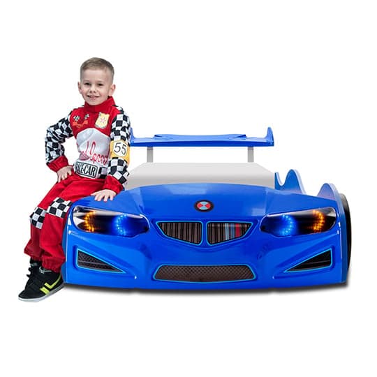 BMW GTI Childrens Car Bed In Blue With Spoiler And LED_6