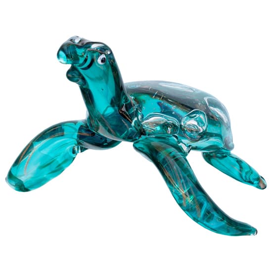 Bogota Glass Turquoise Turtle Ornament In Blue_3