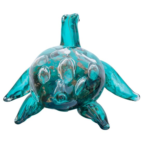Bogota Glass Turquoise Turtle Ornament In Blue_4