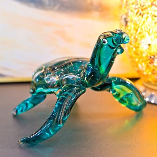Bogota Glass Turquoise Turtle Ornament In Blue_1