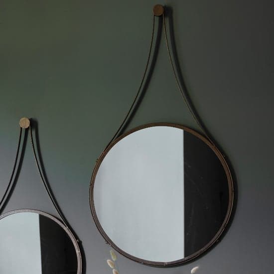 Bogota Large Round Wall Mirror With Aged Bronze Iron Frame_2
