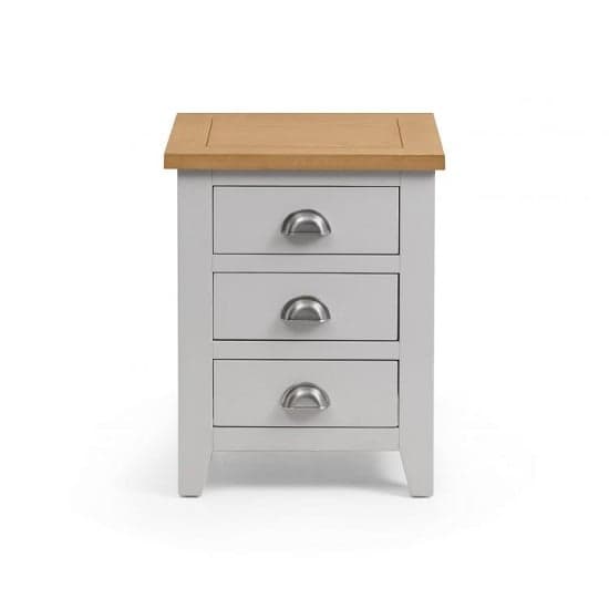 Raisie Wooden Bedside Cabinet In Grey With 3 Drawers_3