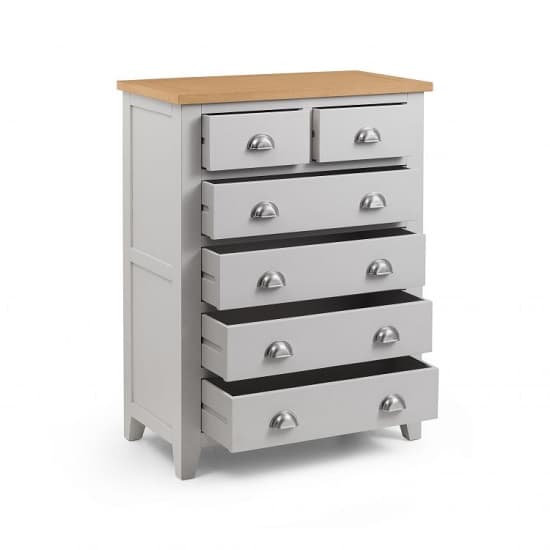 Raisie Wooden Chest Of Drawers In Grey With 6 Drawers_4