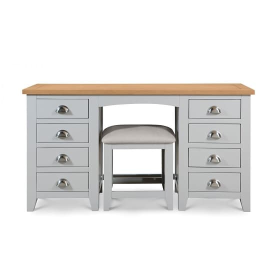 Raisie Wooden Pedestal Dressing Table In Grey With 8 Drawers_4