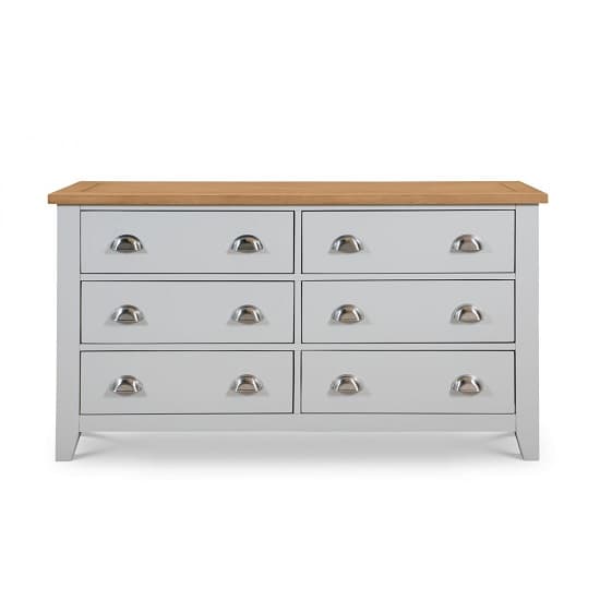 Raisie Wooden Chest Of Drawers Wide In Grey With 6 Drawers Furniture