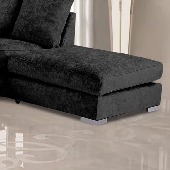 Boise Chenille Fabric Footstool In Black_1