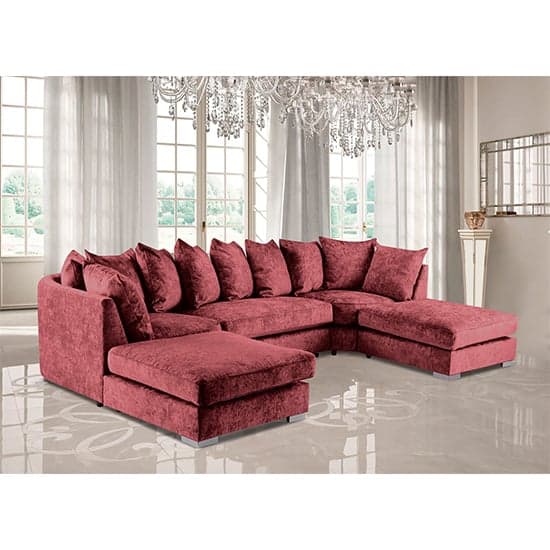 Boise Chenille Fabric Footstool In Ruby_2