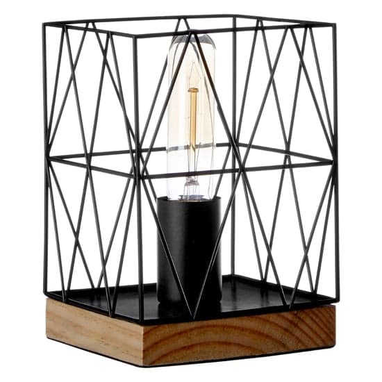 Boke Black Wire Frame Table Lamp With Natural Wooden Base_2
