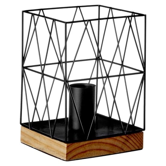Boke Black Wire Frame Table Lamp With Natural Wooden Base_3