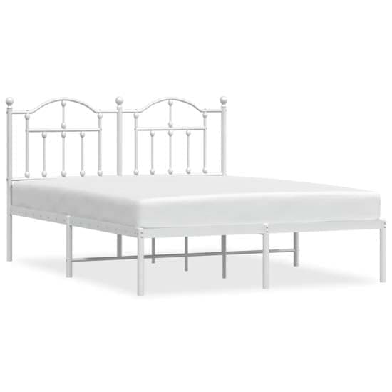 Bolivia Metal Double Bed With Headboard In White_2