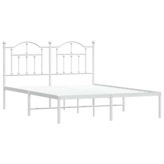 Bolivia Metal Double Bed With Headboard In White_3