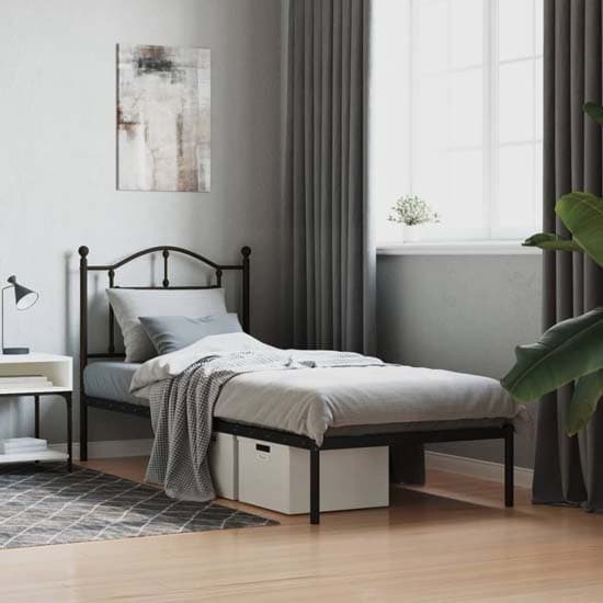 Bolivia Metal Single Bed With Headboard In Black_1