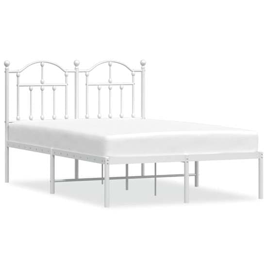 Bolivia Metal Small Double Bed With Headboard In White_2