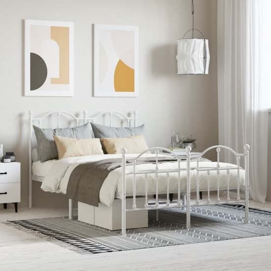 Bolivia Metal Small Double Bed In White_1