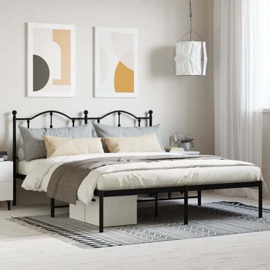 Bolivia Metal Super King Size Bed With Headboard In Black_1