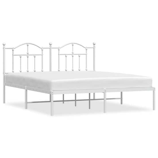 Bolivia Metal Super King Size Bed With Headboard In White_2
