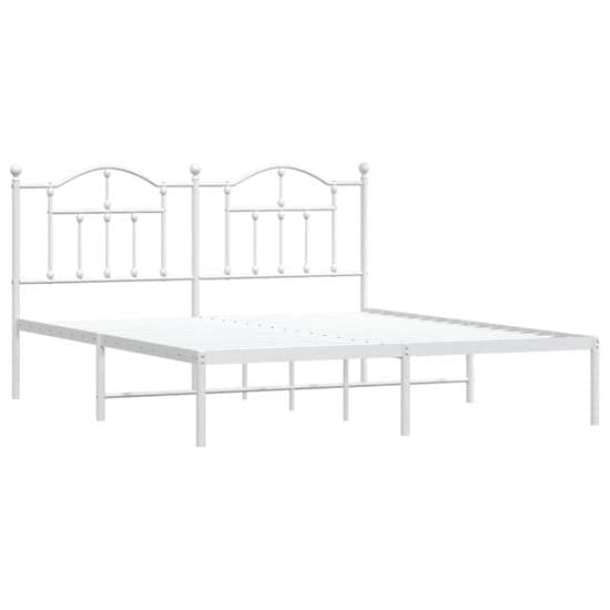 Bolivia Metal Super King Size Bed With Headboard In White_3